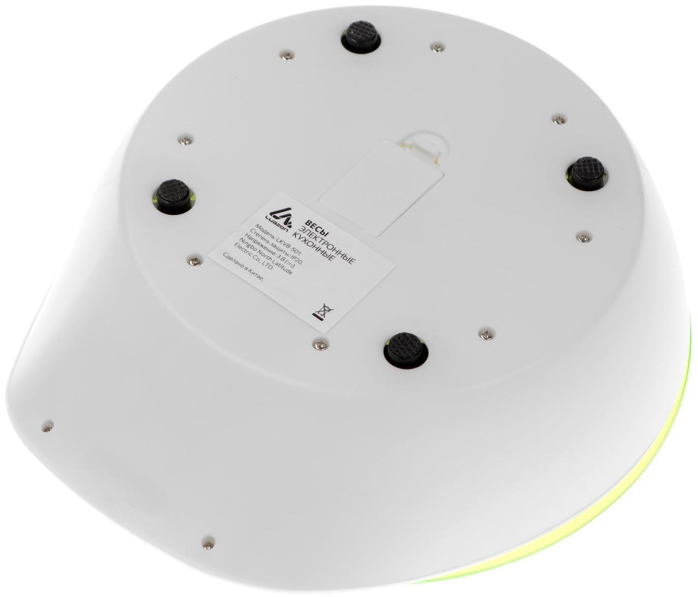 Весы кухонные Luzon LKVB-501, электронные, до 5 кг, чаша 1.3 л, зеленые