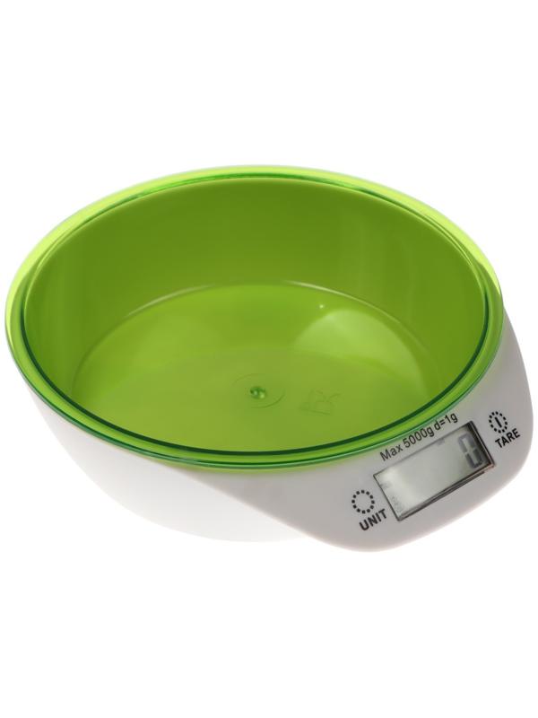 Весы кухонные Luzon LKVB-501, электронные, до 5 кг, чаша 1.3 л, зеленые