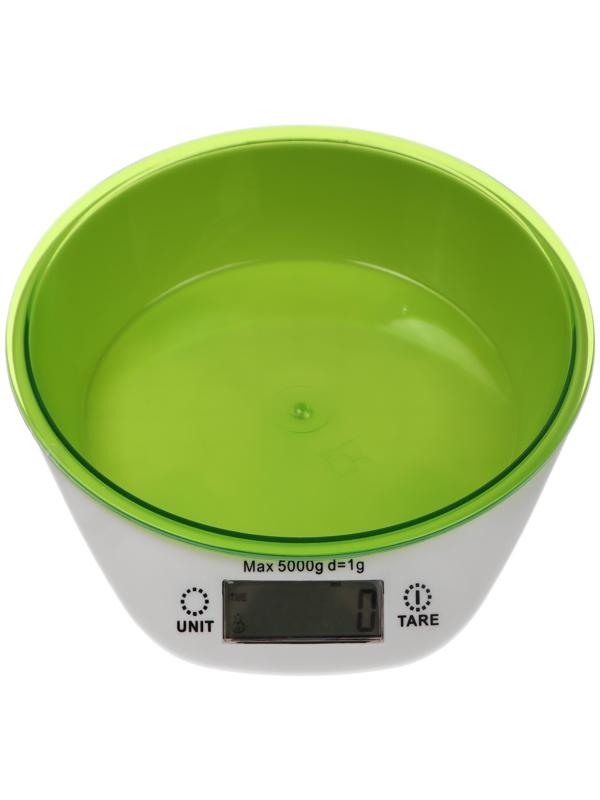 Весы кухонные Luzon LKVB-501, электронные, до 5 кг, чаша 1.3 л, зеленые