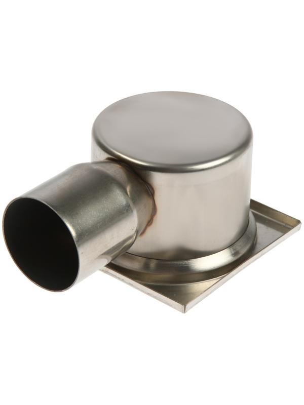 Трап ZEIN, 100х100 мм, горизонтальный, d=50 мм, угловой выпуск, нержавеющая сталь