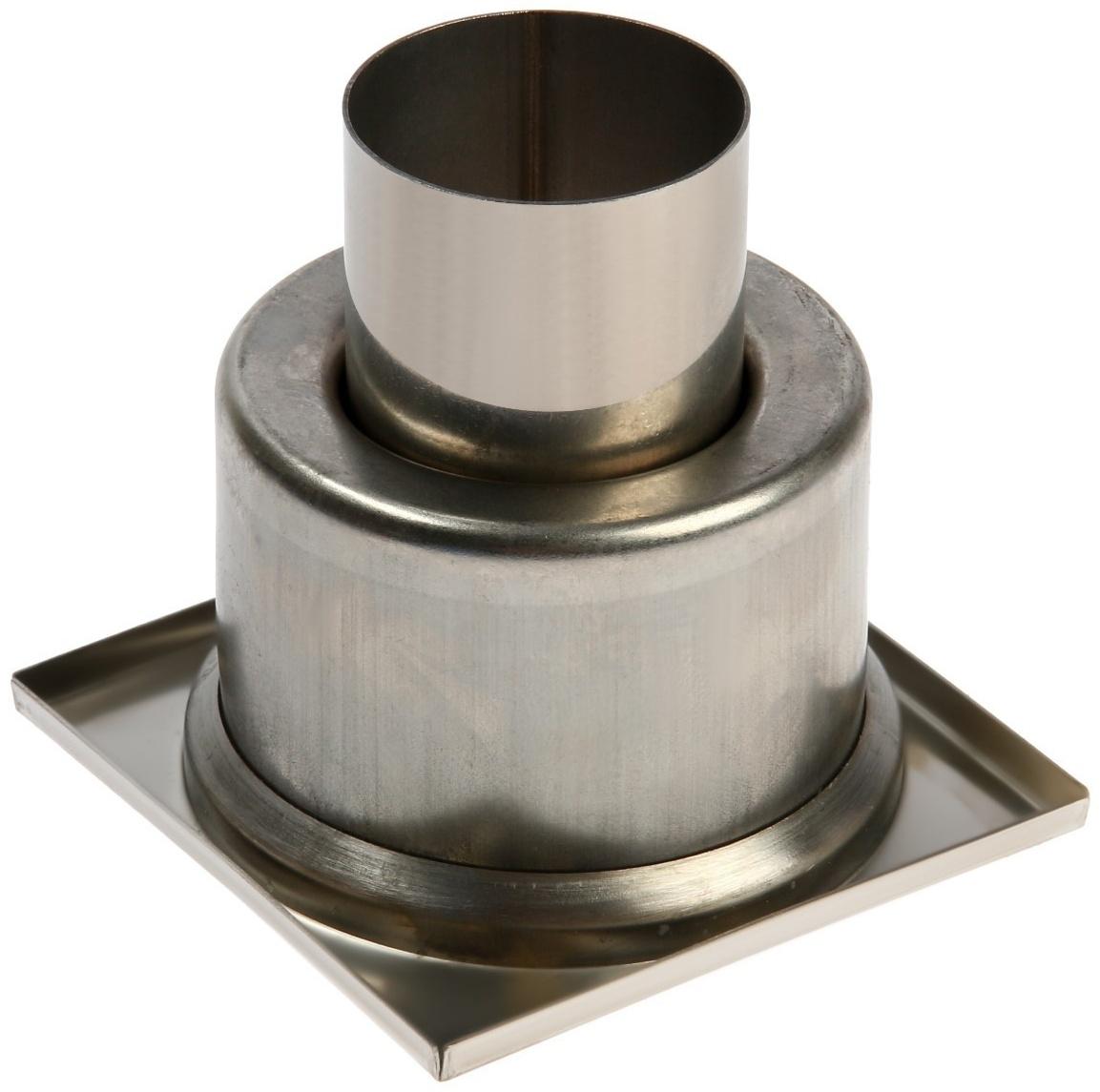 Трап ZEIN, 100х100 мм, вертикальный, d=50 мм, прямой выпуск, нержавеющая сталь