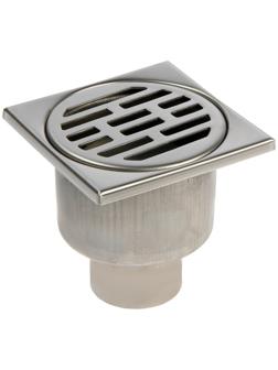 Трап ZEIN, 100х100 мм, вертикальный, d=50 мм, прямой выпуск, нержавеющая сталь