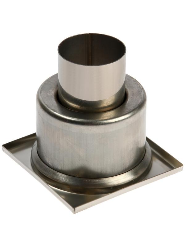 Трап ZEIN, 100х100 мм, вертикальный, d=50 мм, прямой выпуск, нержавеющая сталь