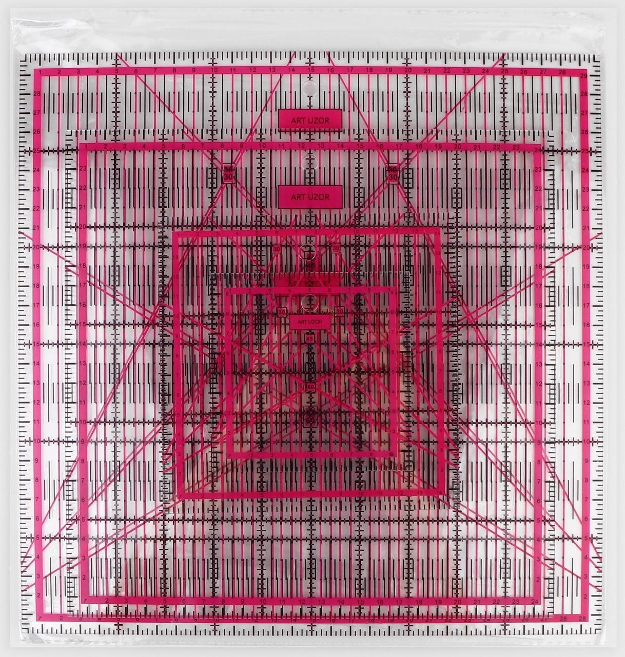 Набор линеек для квилтинга и пэчворка 30×30/25×25/15×15/10×10 см, толщина 3 мм