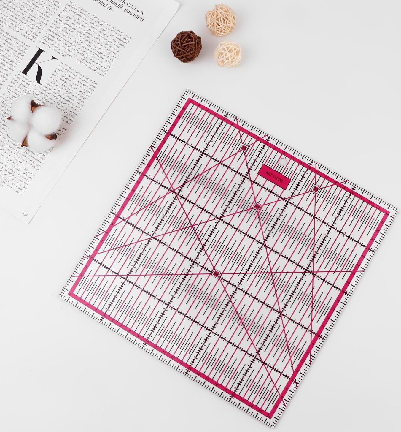 Набор линеек для квилтинга и пэчворка 30×30/25×25/15×15/10×10 см, толщина 3 мм