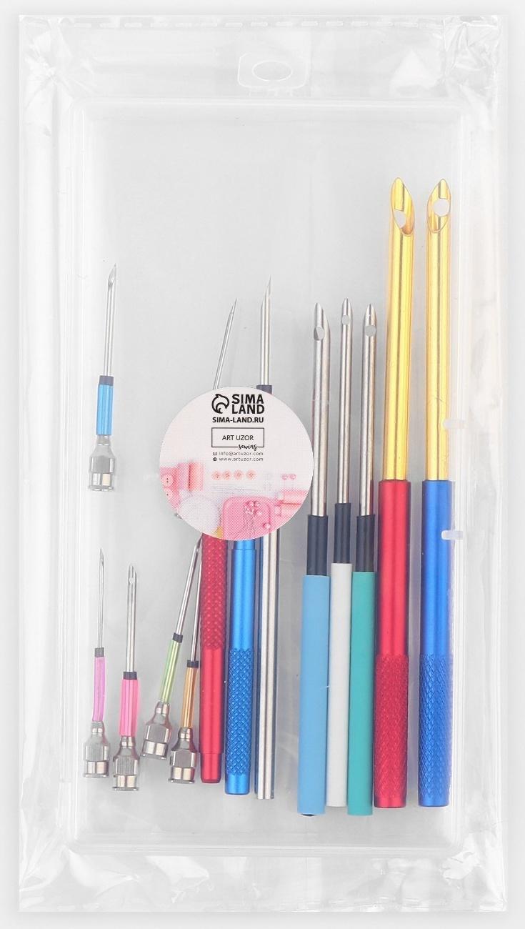 Набор игл для вышивания, для ковровой техники, d = 0,9/1/1,2/1,4/1,6/1,8/2/2,5/3/3,5/5 мм, со сменными ручками