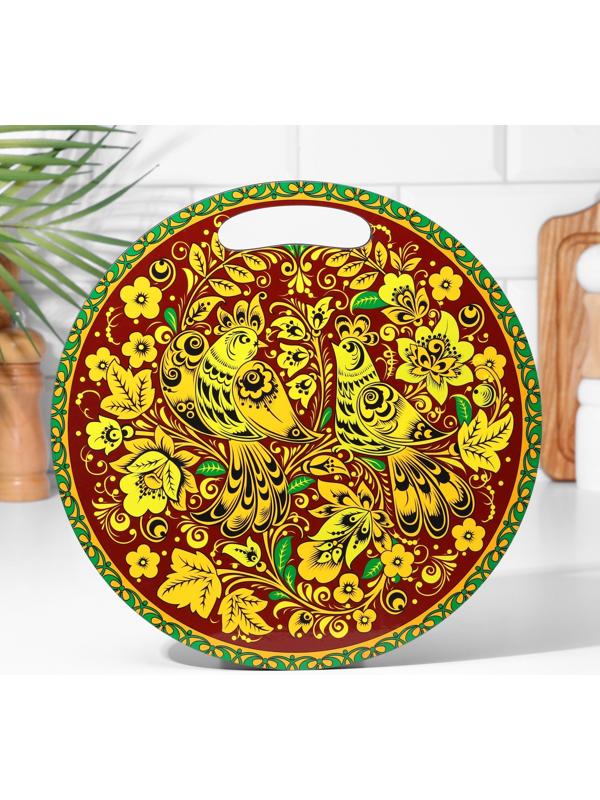 Доска разделочная и сервировочная круглая кухонная 