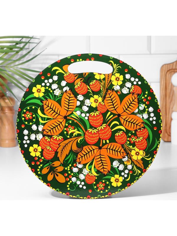 Доска разделочная и сервировочная круглая кухонная 