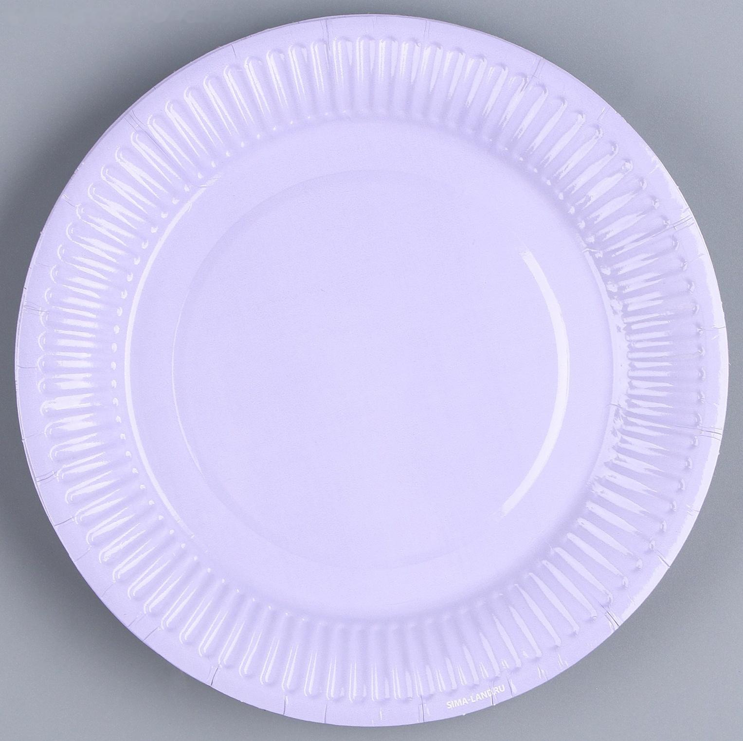 Тарелка бумажная «Лаванда», однотонная, 18 см