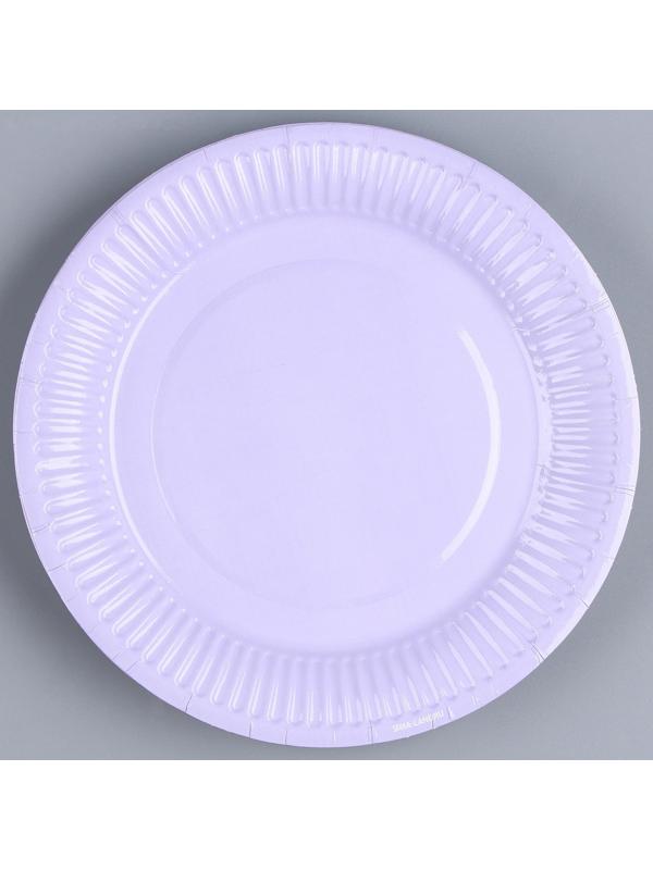 Тарелка бумажная «Лаванда», однотонная, 18 см