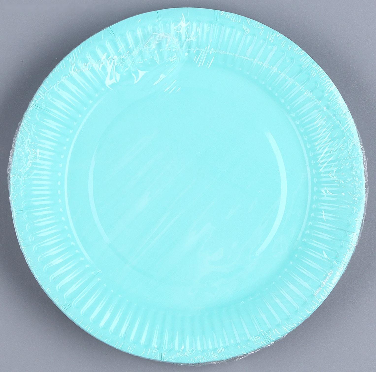 Тарелка бумажная однотонная, 18 см, мятный