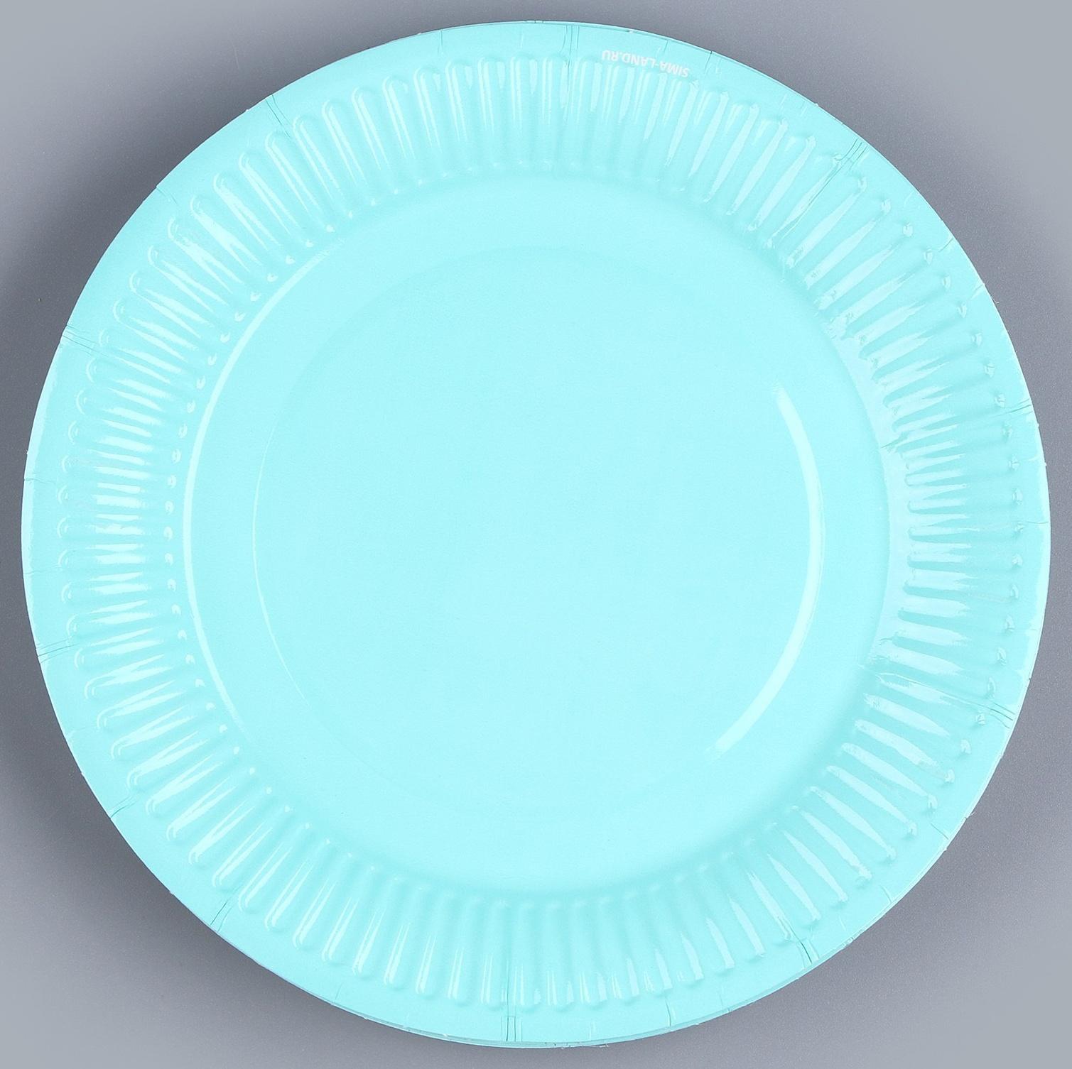 Тарелка бумажная однотонная, 18 см, мятный