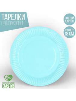 Тарелка бумажная однотонная, 18 см, мятный