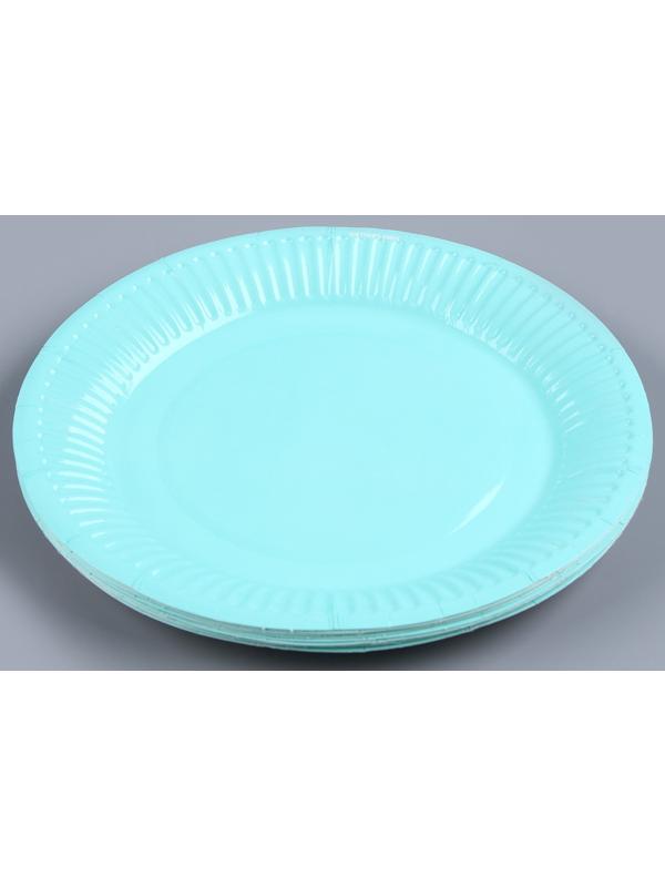 Тарелка бумажная однотонная, 18 см, мятный