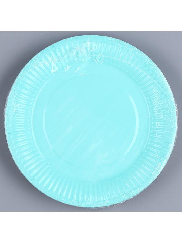 Тарелка бумажная однотонная, 18 см, мятный