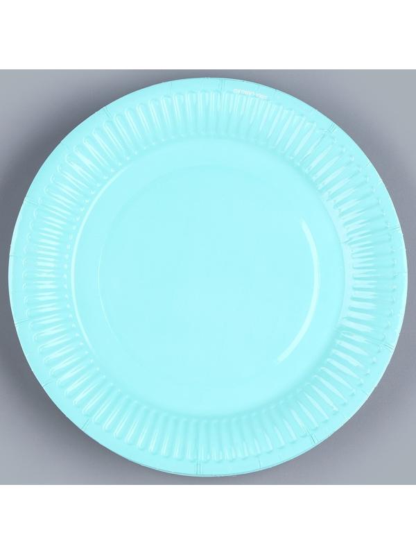 Тарелка бумажная однотонная, 18 см, мятный
