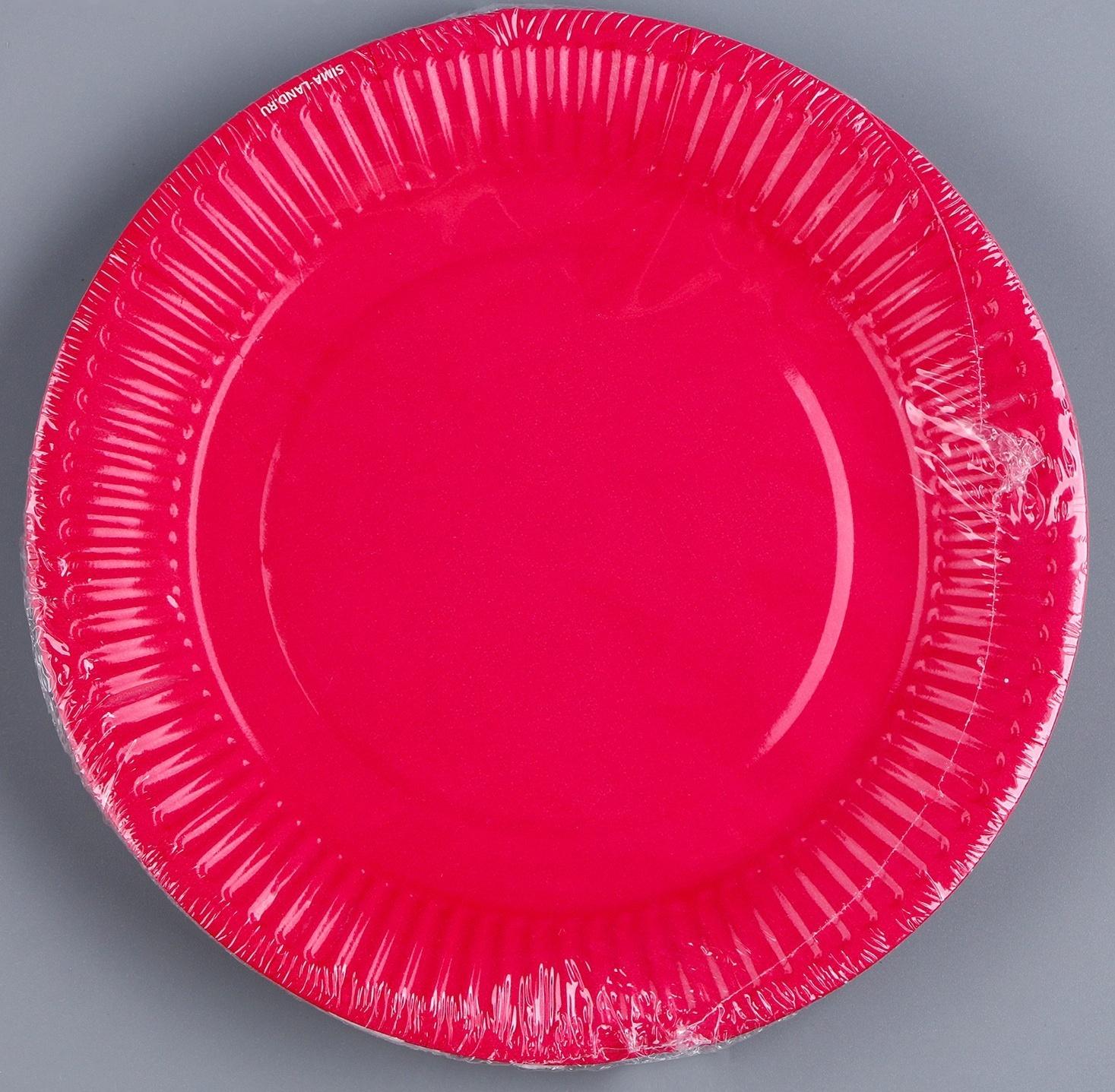 Тарелка бумажная «Фуксия», однотонная, 18 см