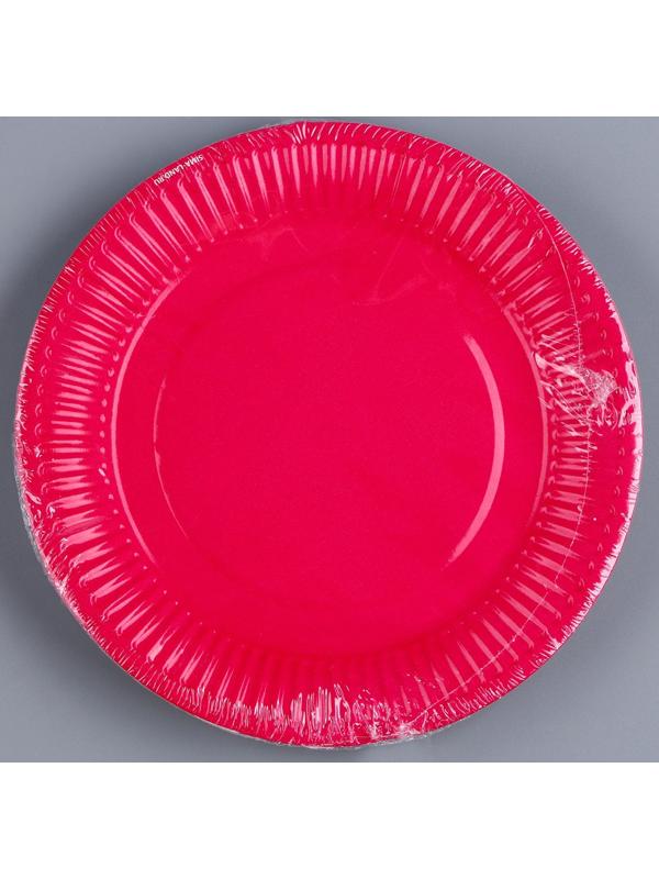 Тарелка бумажная «Фуксия», однотонная, 18 см