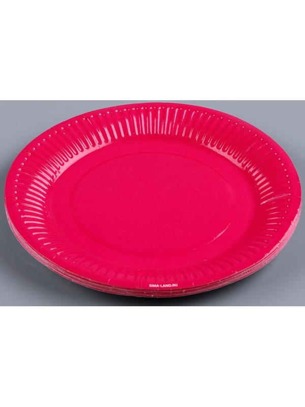 Тарелка бумажная «Фуксия», однотонная, 18 см