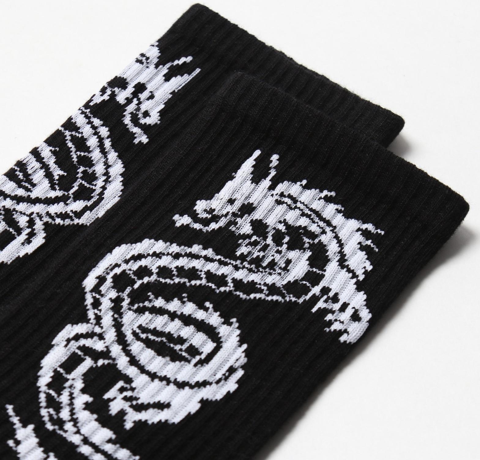 Носки, цвет черный/белый дракон, р-р 31