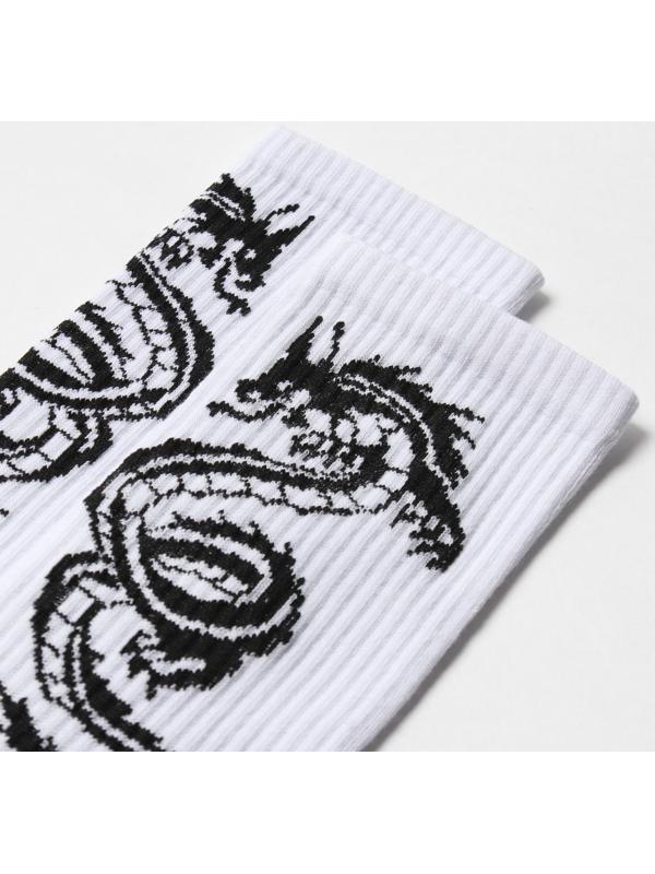 Носки, цвет белый/черный дракон, р-р 31