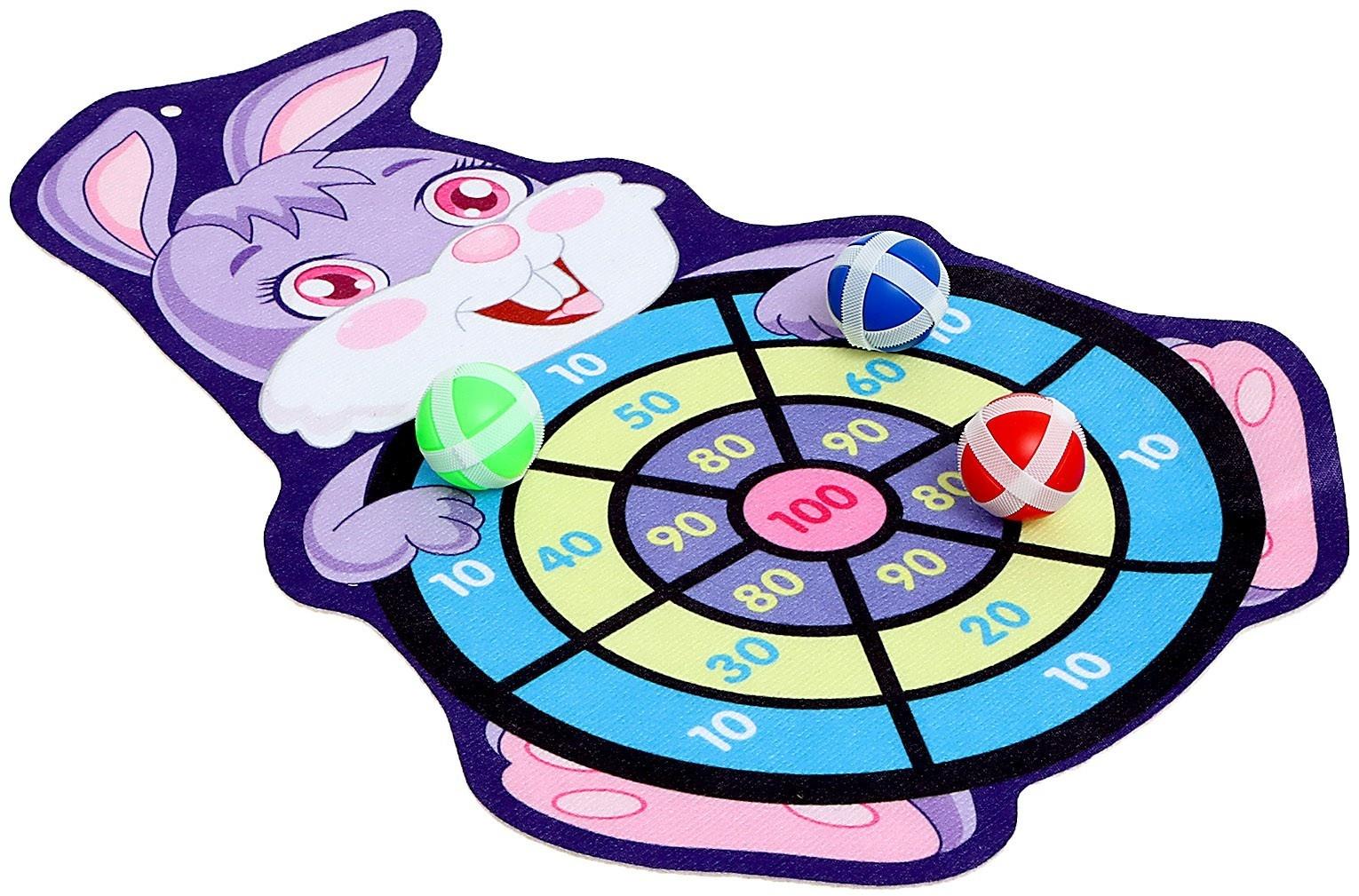 Дартс «Зайчик», 3 шарика на липучках, крючок