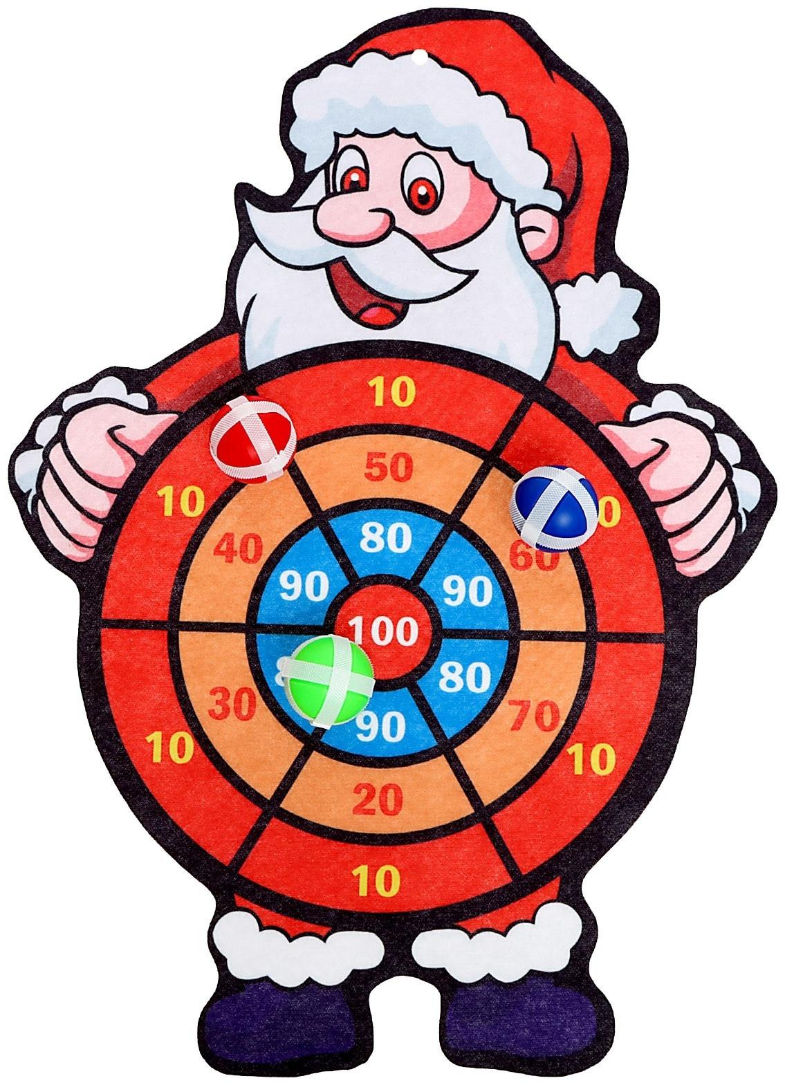 Дартс «Дед мороз», 3 шарика на липучках, крючок