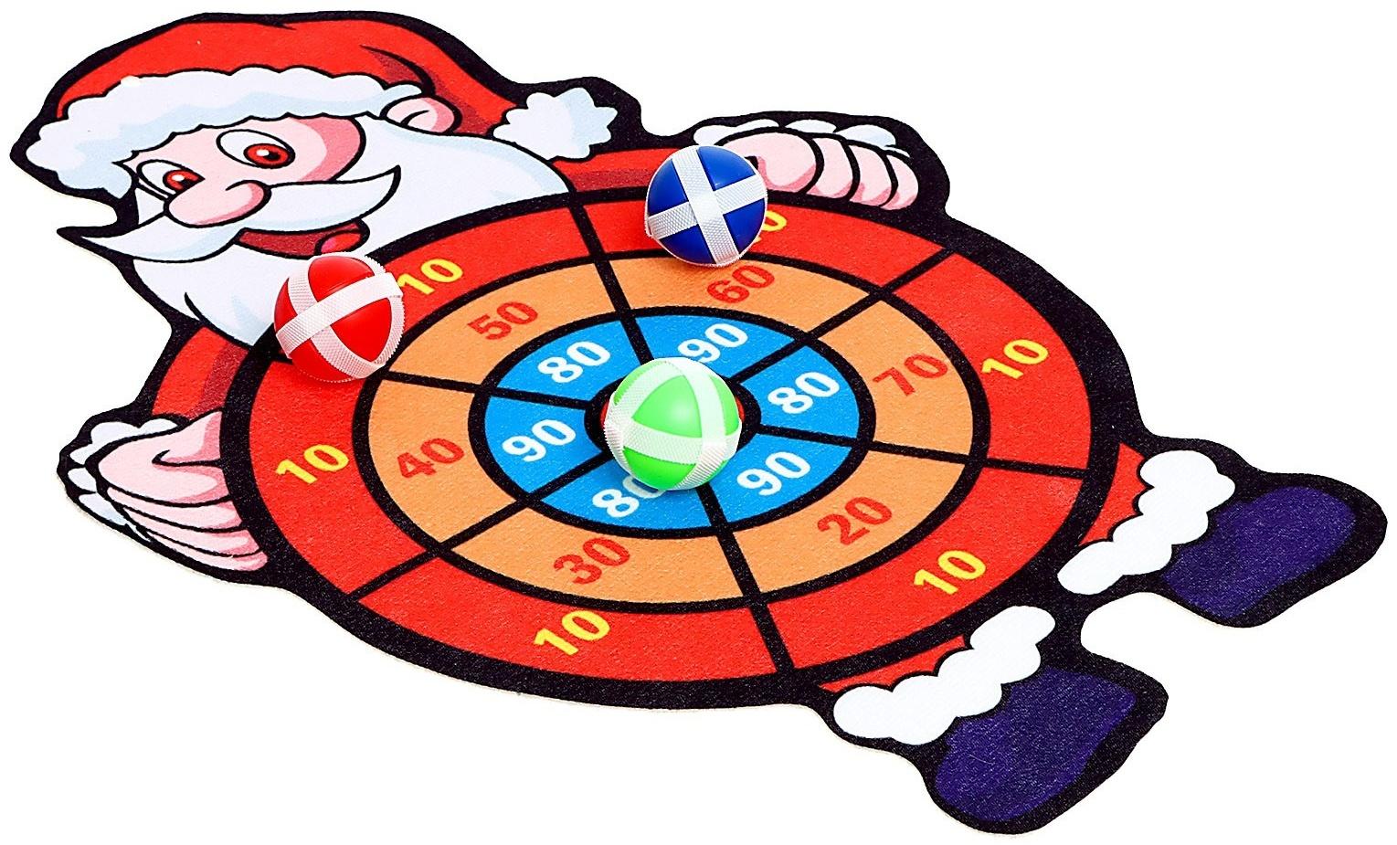 Дартс «Дед мороз», 3 шарика на липучках, крючок