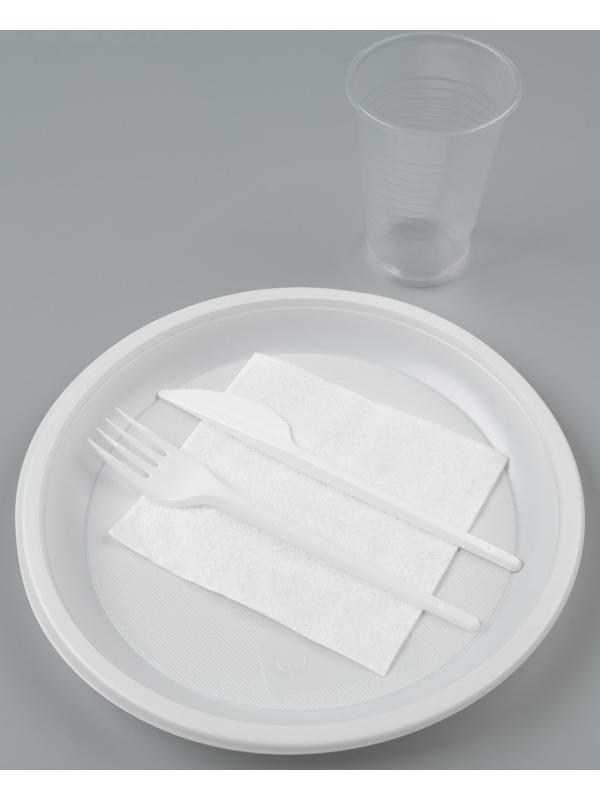 Набор одноразовой посуды «Пикник» 6 персон, тарелки 20х21 мм, стаканы 200 мл, вилки, ножи, с