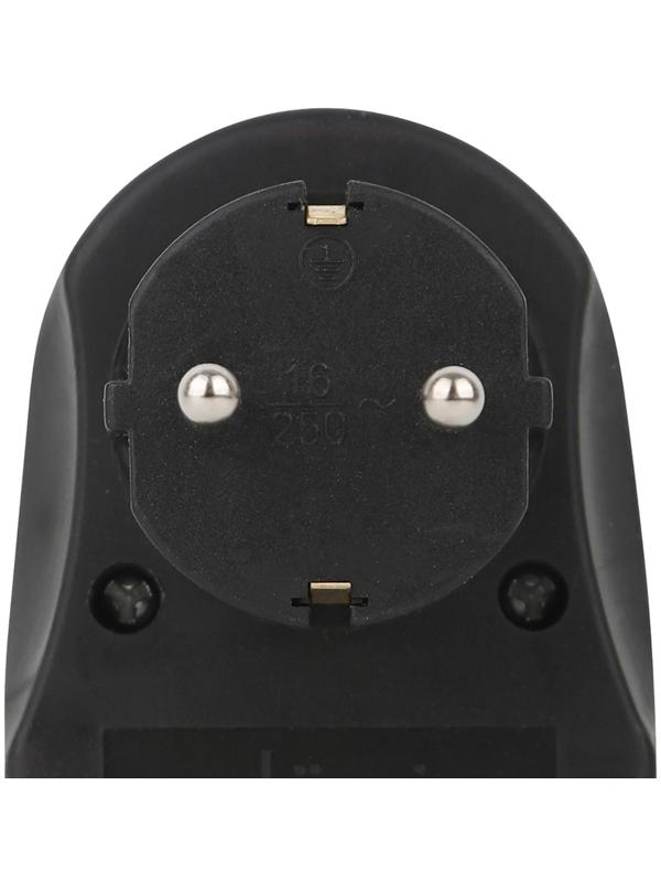 Адаптер 1 гнездо + 2 USB порта, на евро вилку, с/з, 16A, 230В, 3680Вт, IP20, черный, 27419 3