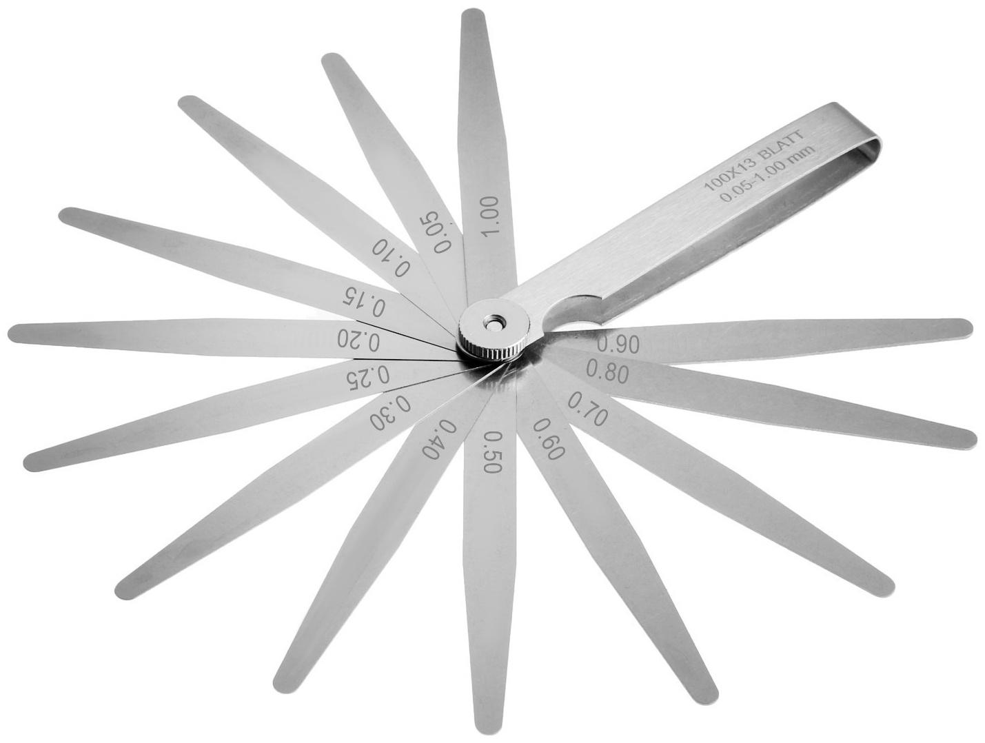 Набор щупов для измерения зазоров ТУНДРА, 0.05 - 1 мм, шаг 0.05 - 0.1 мм, 13 шт.