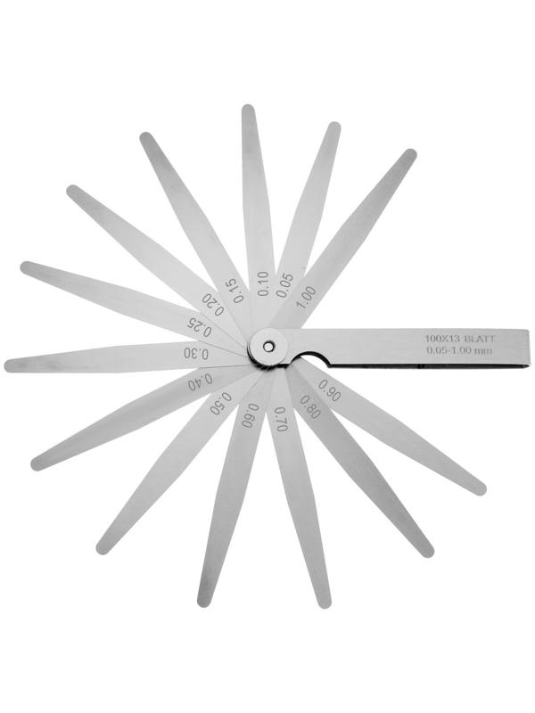 Набор щупов для измерения зазоров ТУНДРА, 0.05 - 1 мм, шаг 0.05 - 0.1 мм, 13 шт.