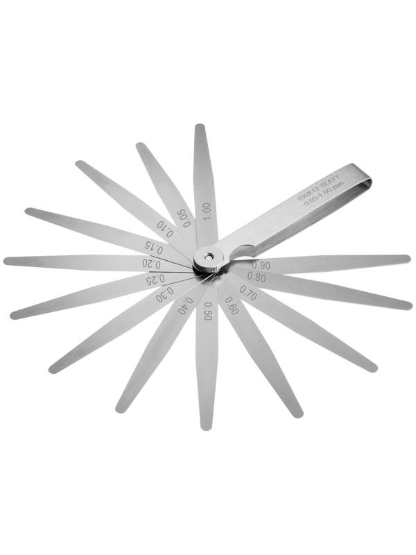 Набор щупов для измерения зазоров ТУНДРА, 0.05 - 1 мм, шаг 0.05 - 0.1 мм, 13 шт.