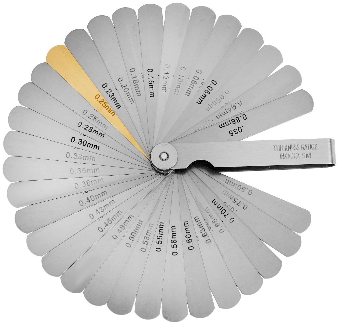 Набор щупов для измерения зазоров ТУНДРА, 0.04 - 0.88 мм, 32 шт.