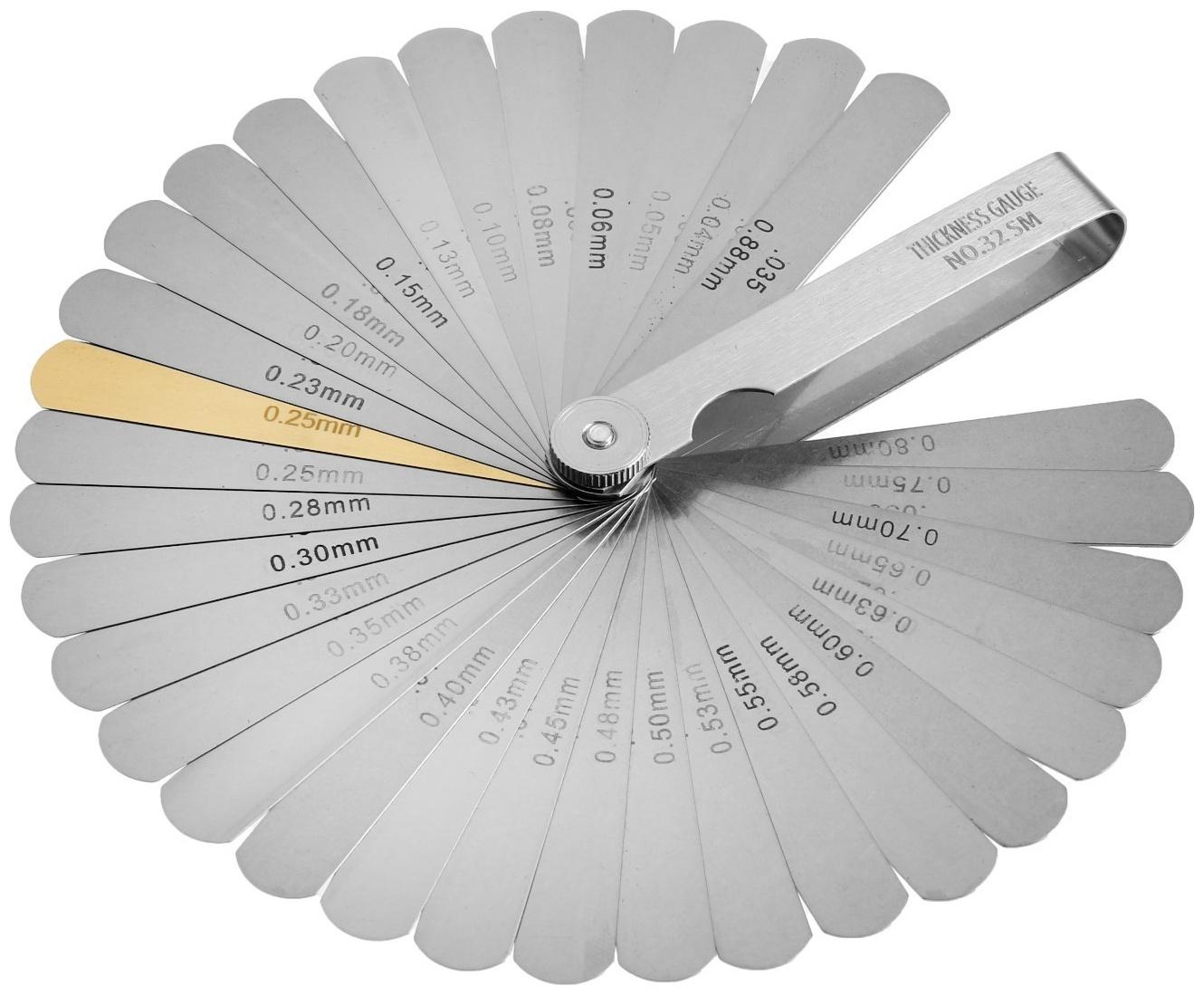 Набор щупов для измерения зазоров ТУНДРА, 0.04 - 0.88 мм, 32 шт.