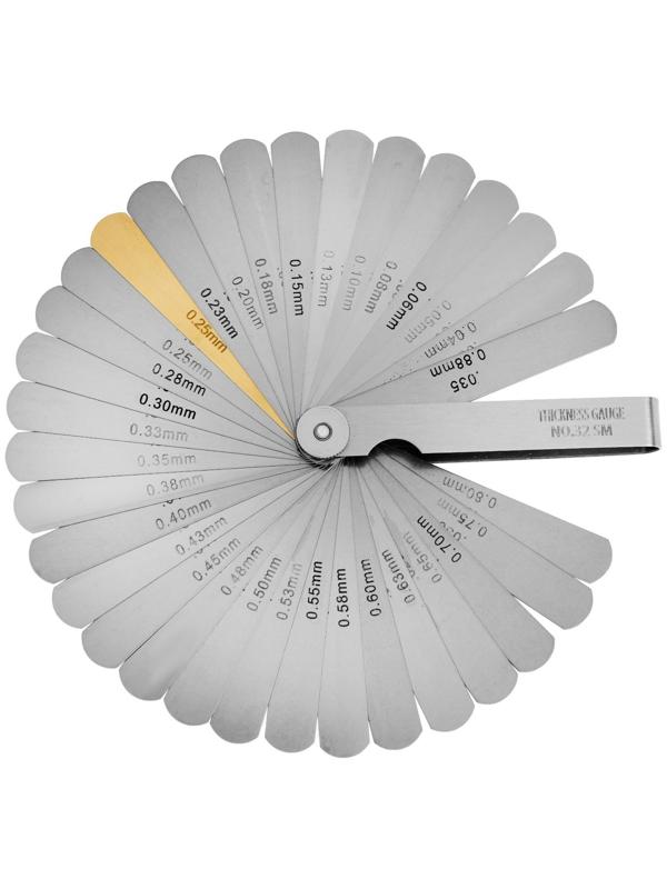 Набор щупов для измерения зазоров ТУНДРА, 0.04 - 0.88 мм, 32 шт.