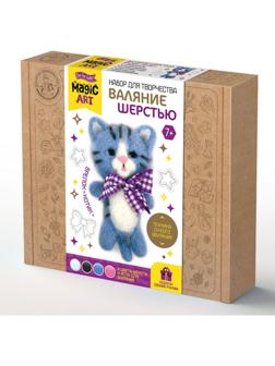 Набор для творчества. Валяние шерстью, брелок «Котик» 4 цв.