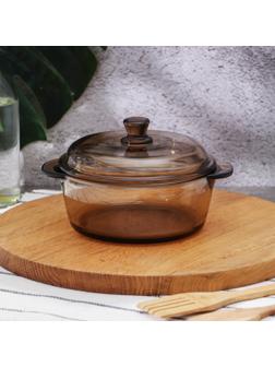 Супница стеклянная с крышкой «Дымка», 1 л, цвет коричневый