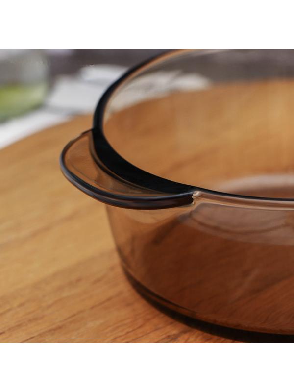 Супница стеклянная с крышкой «Дымка», 1 л, цвет коричневый