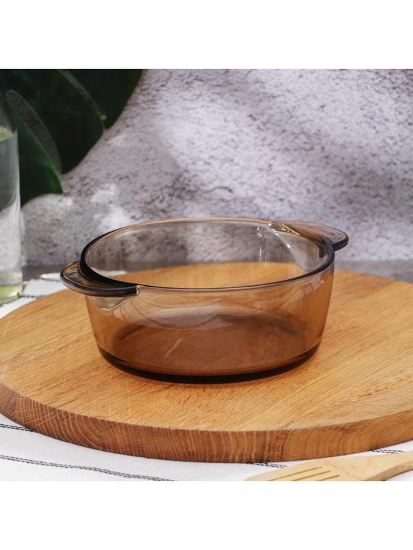 Супница стеклянная с крышкой «Дымка», 1 л, цвет коричневый