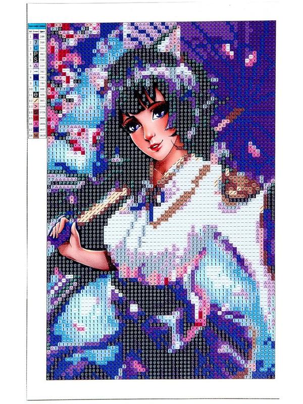 Алмазная вышивка с частичным заполнением «Девушка с зонтиком»‎, 20 х 30 см
