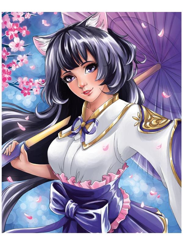 Алмазная вышивка с частичным заполнением «Девушка с зонтиком»‎, 20 х 30 см