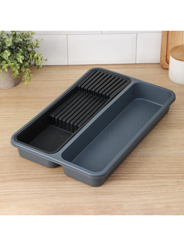 Лоток для столовых приборов и ножей, 40×26×5,1см, 2 отделения