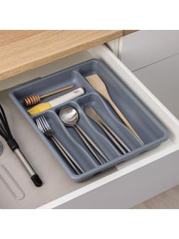 Лоток для столовых приборов, 36×29×5 см, 5 отделений, цвет серый