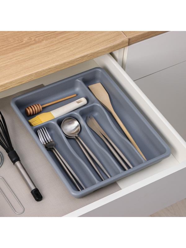 Лоток для столовых приборов, 36×29×5 см, 5 отделений, цвет серый