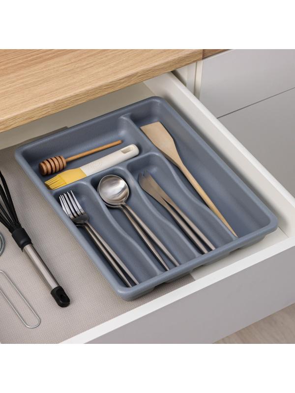 Лоток для столовых приборов, 36×29×5 см, 5 отделений, цвет серый