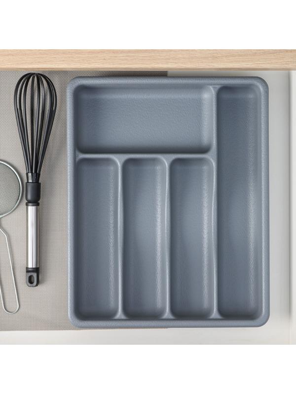 Лоток для столовых приборов, 36×29×5 см, 5 отделений, цвет серый