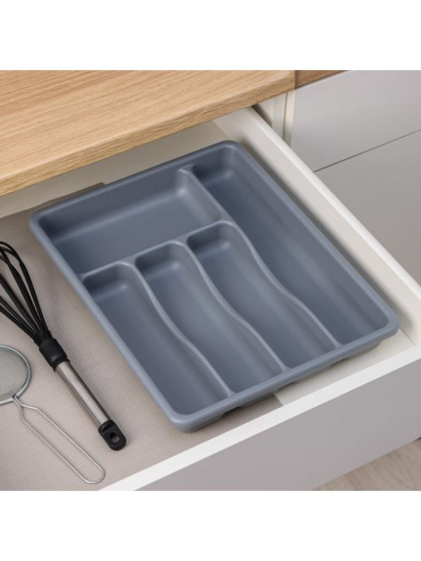 Лоток для столовых приборов, 36×29×5 см, 5 отделений, цвет серый