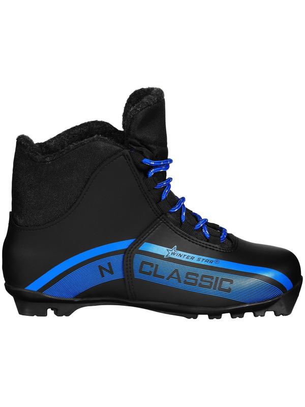 Ботинки лыжные Winter Star classic, NNN, р. 42, цвет чёрный, лого синий