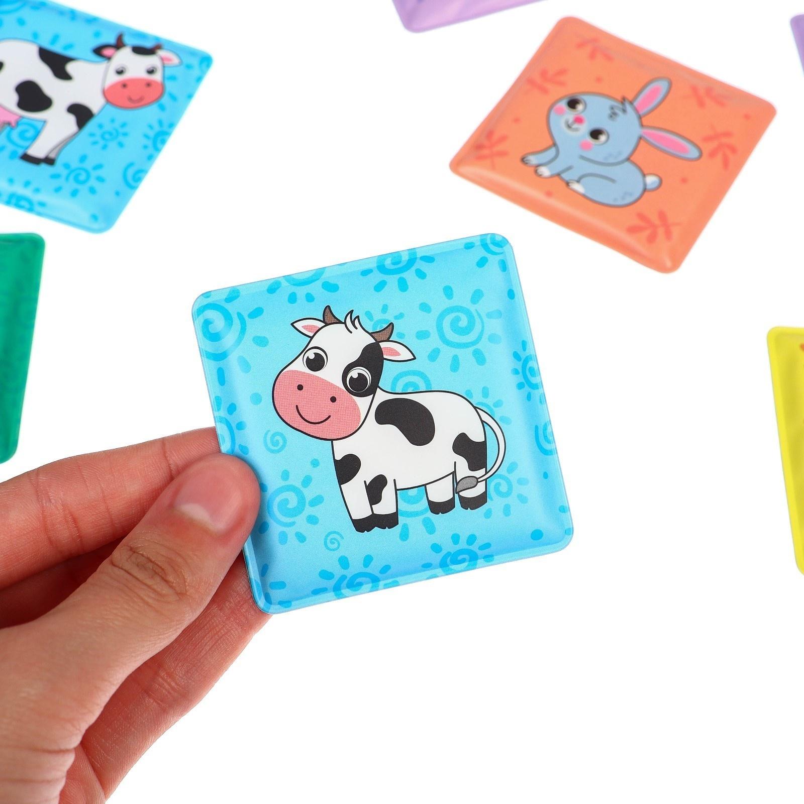 Мемо-игра: развивающие наклейки - присоски многоразовые для игры в ванной «Мамы и малыши» найди пару, 6 пар, 12 стикеров EVA